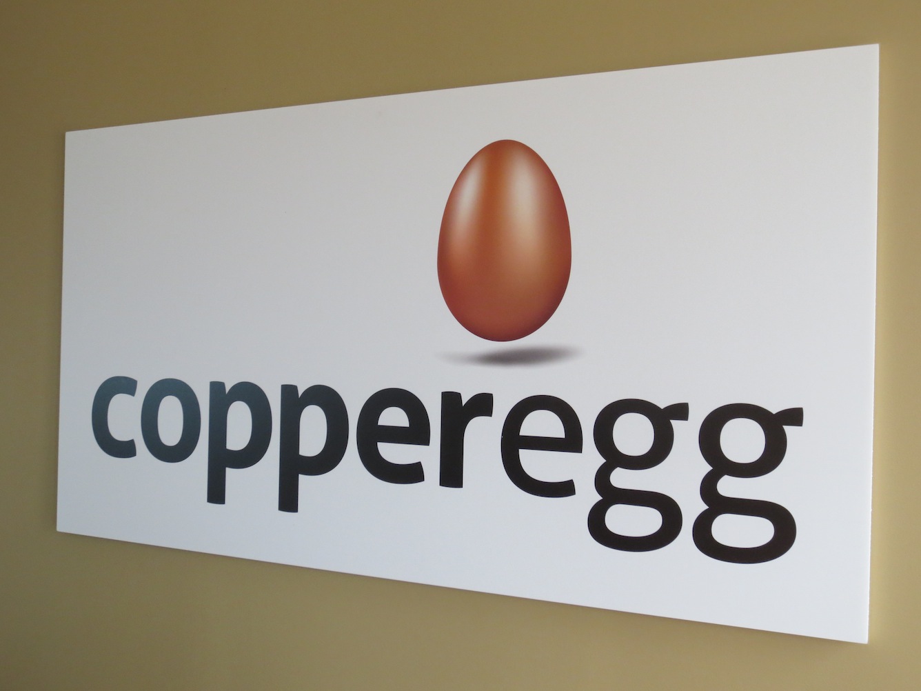 CopperEgg logo on their wall of their old office space