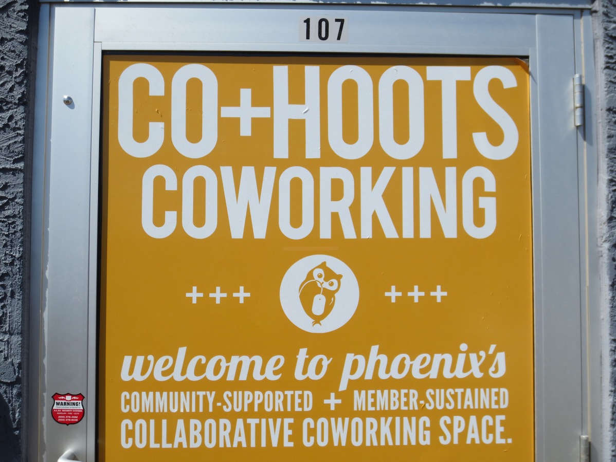 CO+HOOTS logo on its outside door
