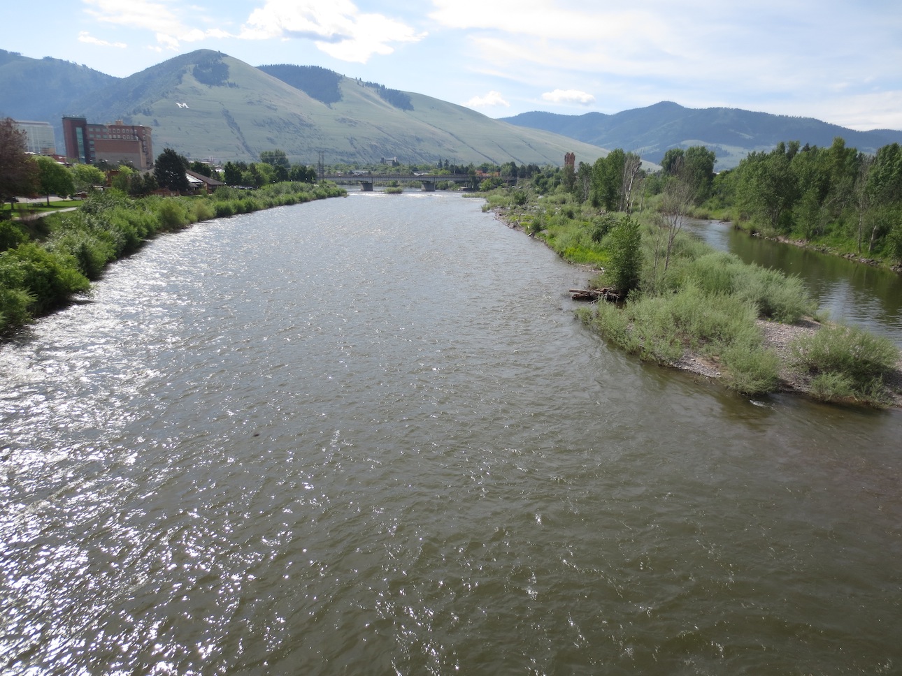 A view of the Clark Fork River from one of the bridges.