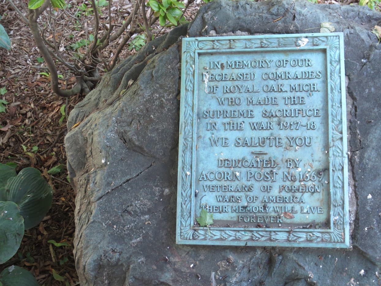 Memorial plaque for fallen soldiers from Royal Oak, Michigan.