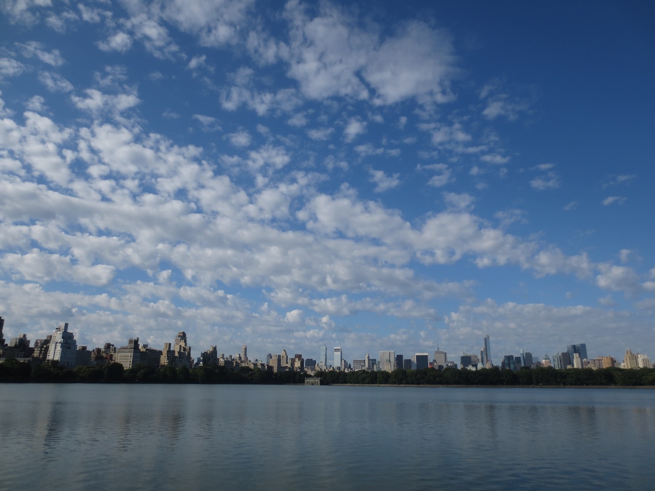 NYC skyline view from the Jacqueline Kennedy Onassis Reservoir.