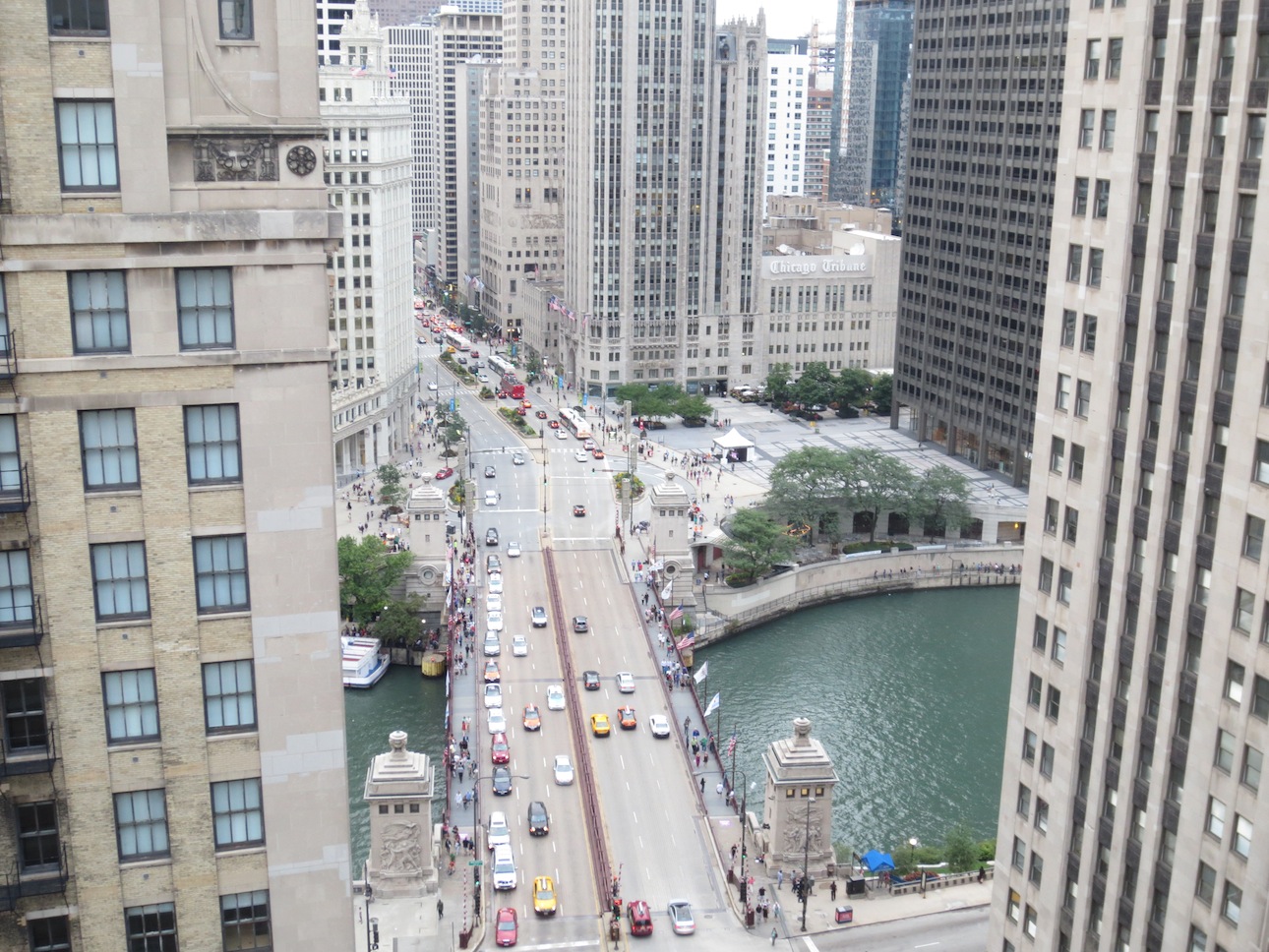 Michigan Ave view from a balcony just south of the Chicago River