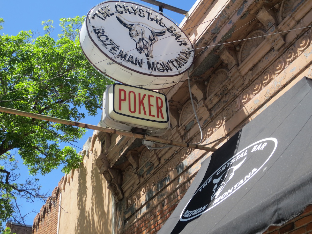 Sign for The Crystal Bar in Bozeman, Montana.