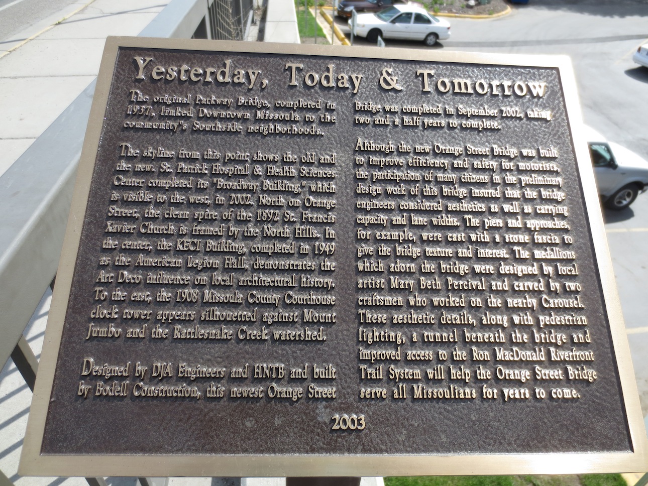 Sign on the Orange Street Bridge