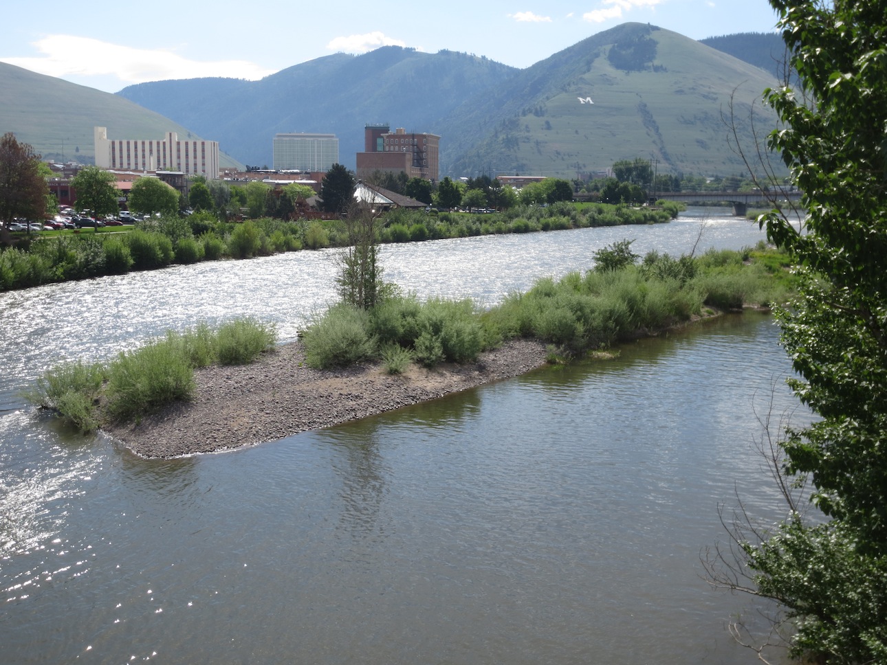 Clark Fork River separating Missoula.