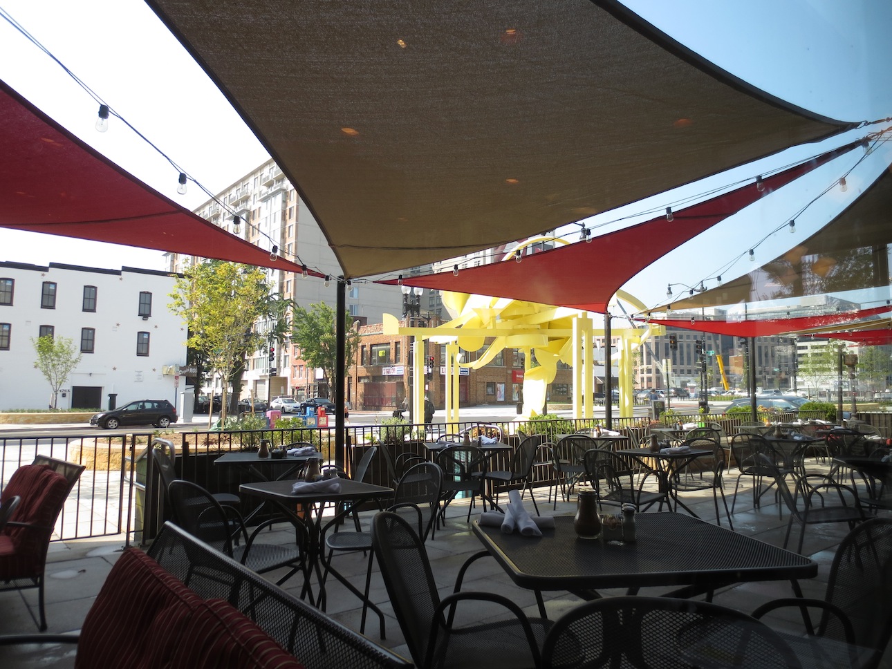 Patio seating outside Busboys.