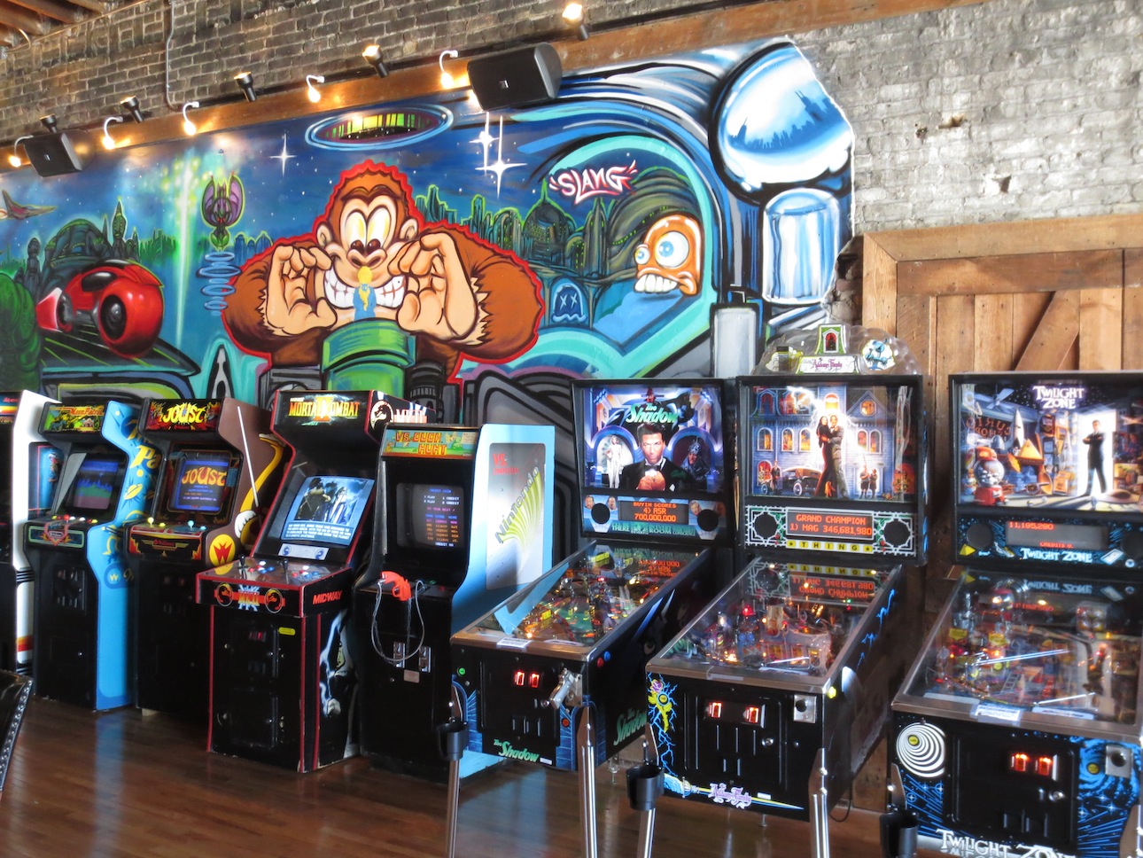 Pinball machines at a barcade in Wicker Park.