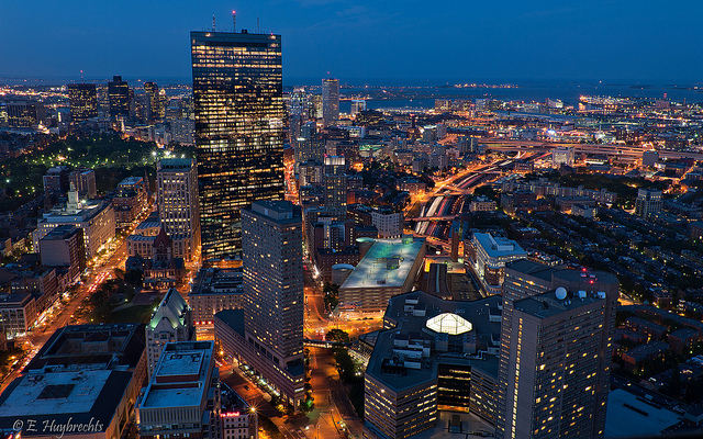 Dusk view of Boston, Massachusetts