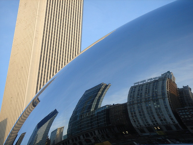 Reflection of Chicago, Illinois in the Chicago Bean