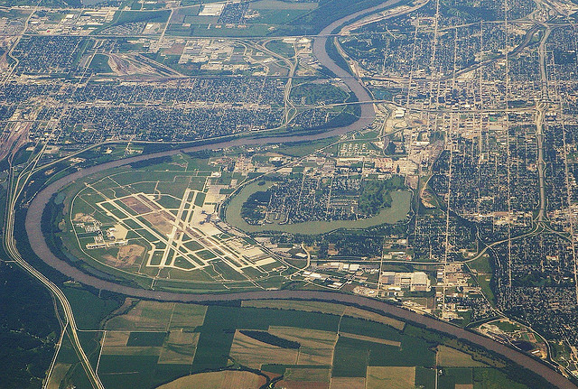 Aerial view Omaha, NE from 36,000 feet